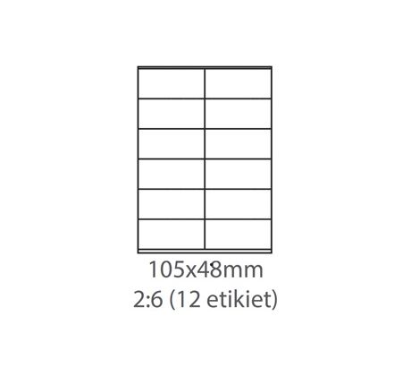 etikety samolepiace 105x48 univerzálne biele 12ks/A4 (100 listov A4/bal.) (ECO-10504800)