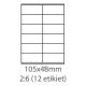 etikety samolepiace 105x48 univerzálne biele 12ks/A4 (100 listov A4/bal.) (ECO-10504800)