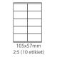 etikety samolepiace 105x57 univerzálne biele 10ks/A4 (100 listov A4/bal.) (ECO-10505700)