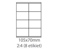 etikety ECODATA Samolepiace 105x70 univerzálne biele 8ks/A4 (100 listov A4/bal.) (ECO-10507000)