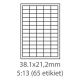 etikety samolepiace 38,1mm x 21,2mm univerzálne biele 65ks/A4 (100 listov A4/bal.) (ECO-03802100)