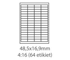 etikety ECODATA Samolepiace 48,5x16,9 univerzálne biele 64ks/A4 (1000 listov A4/bal.) (ECO-48,5x16,9-1000)