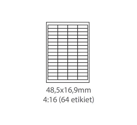 etikety ECODATA Samolepiace 48,5x16,9 univerzálne biele 64ks/A4 (1000 listov A4/bal.) (ECO-48,5x16,9-1000)