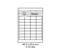 etikety ECODATA Samolepiace 48,5x25,4 univerzálne biele 40ks/A4 (1000 listov A4/bal.) (ECO-04802540-1000)