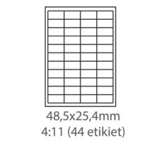 etikety samolepiace 48,5x25,4 univerzálne biele 44ks/A4 (100 listov A4/bal.) (ECO-04802544)