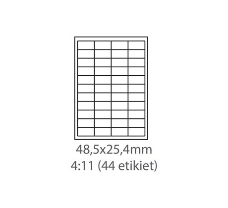 etikety samolepiace 48,5x25,4 univerzálne biele 44ks/A4 (100 listov A4/bal.) (ECO-04802544)