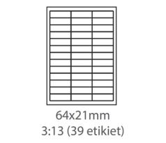 etikety ECODATA Samolepiace 64x21 univerzálne biele 39ks/A4 (100 listov A4/bal.) (ECO-06402100)