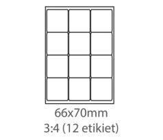 etikety ECODATA Samolepiace 66x70 univerzálne biele 12ks/A4 (100 listov A4/bal.) (ECO-06607000)