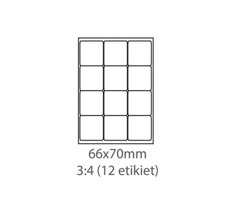 etikety ECODATA Samolepiace 66x70 univerzálne biele 12ks/A4 (100 listov A4/bal.) (ECO-06607000)