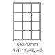 etikety Samolepiace 66x70 univerzálne biele 12ks/A4 (100 listov A4/bal.) (ECO-06607000)