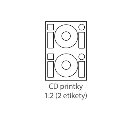 etikety ECODATA Samolepiace 2xCD-KRUH univerzálne biele 2ks/A4 (100 listov A4/bal.) (ECO-2CD-KRUH-100)