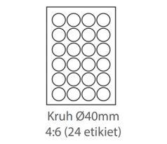 etikety samolepiace KRUH-40mm univerzálne biele 24ks/A4 (100 listov A4/bal.) (ECO-040040KR)