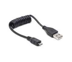 Coiled Micro-USB cable, 0.6 m, black (CC-mUSB2C-AMBM-0.6M)