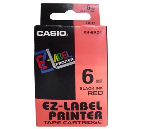 páska CASIO XR-6RD1 Black On Red Tape EZ Label Printer (6mm) (XR-6RD1)